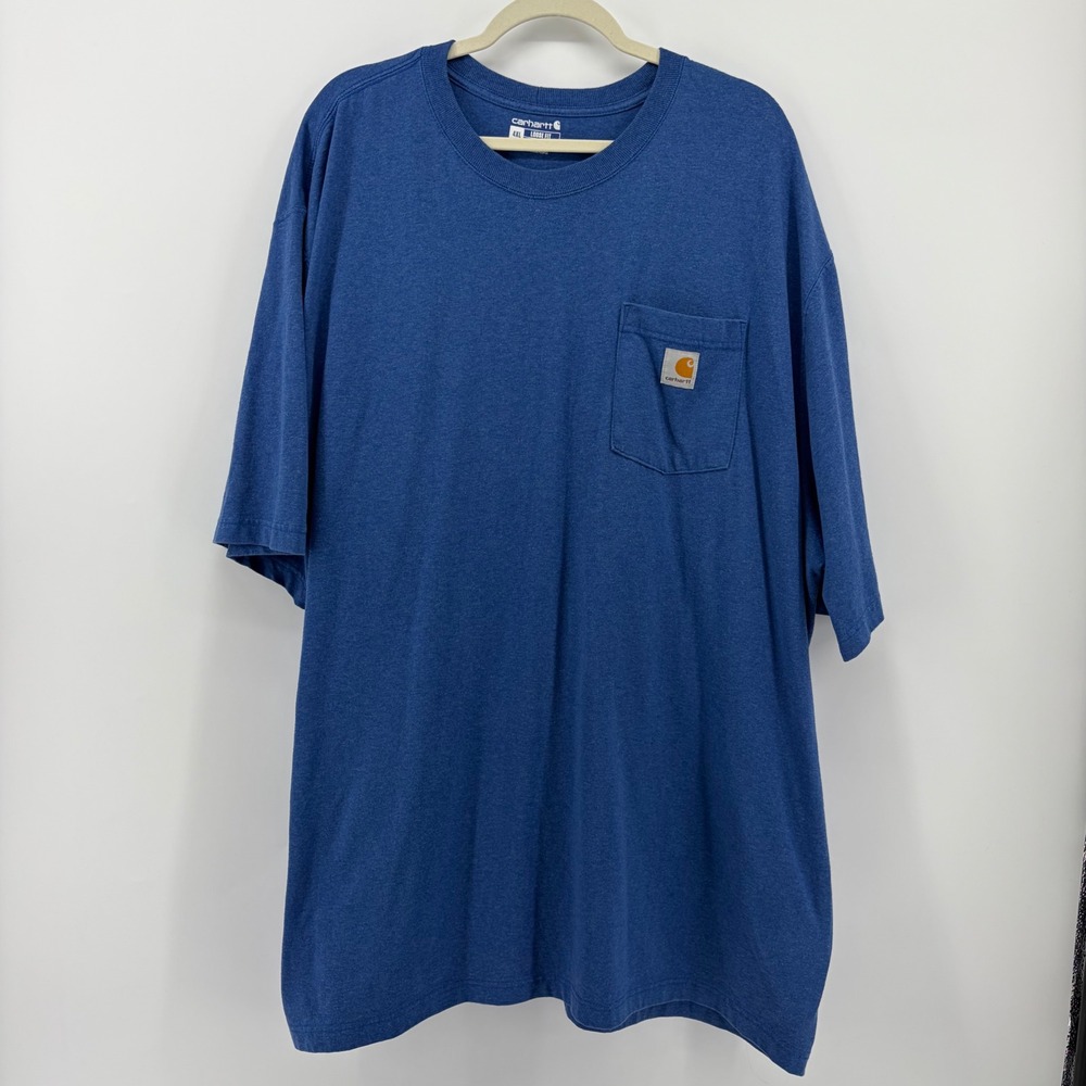 Carhartt Mens 4XL Blue T-Shirt Loose Fit K87 Workwear Pocket Tee Short Sleeve